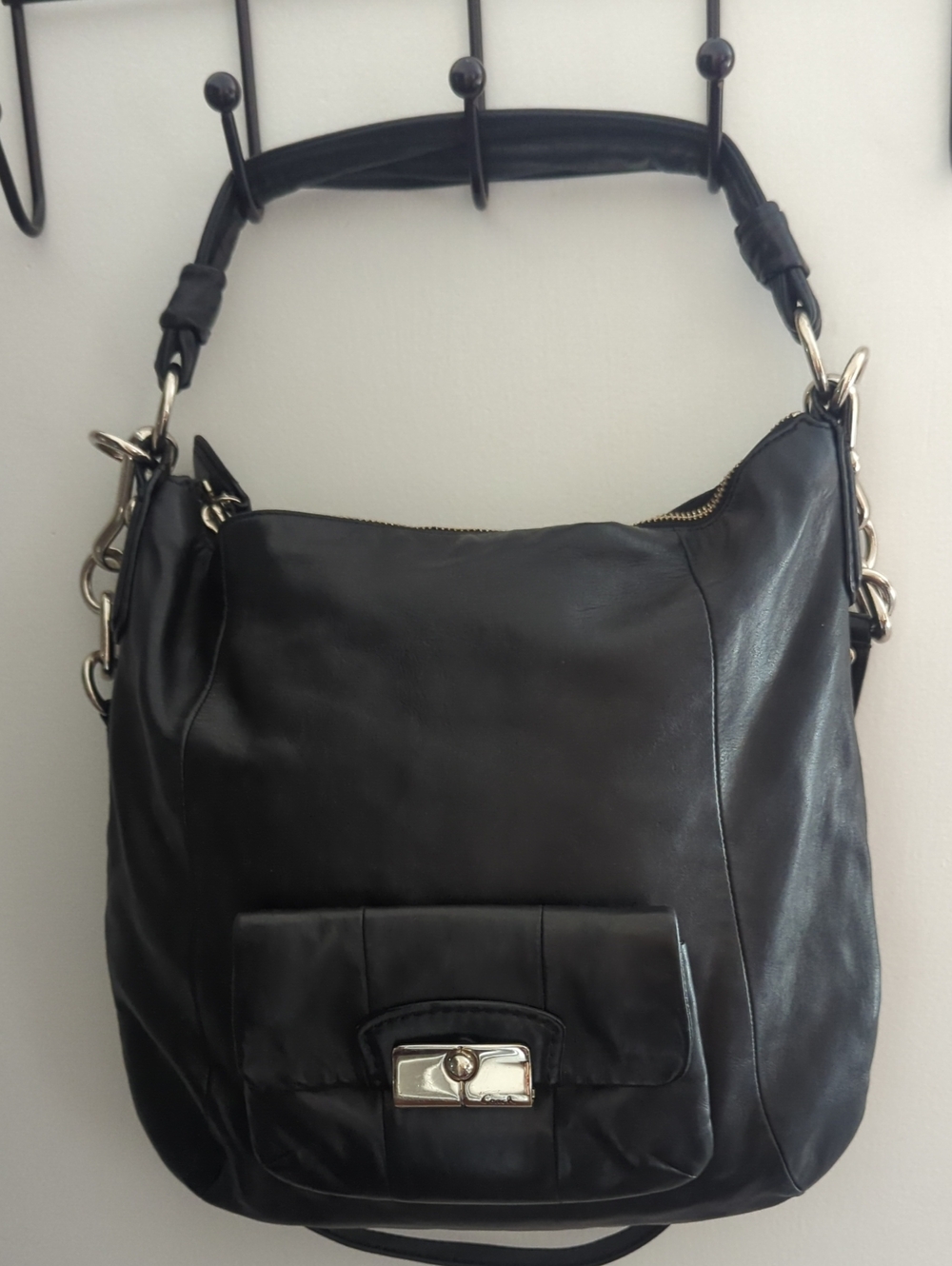 Kristin Coach Black Leather Hobo Shoulder Bag